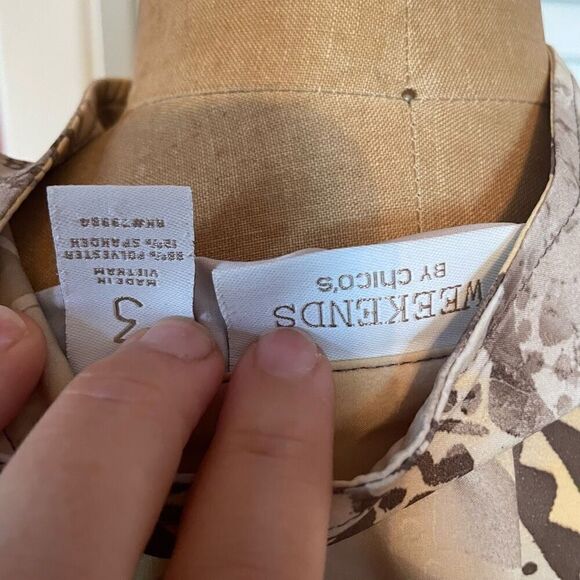 WEEKENDS BY CHICO’S | lightweight zip up yellow brown jacket size 3 or L - Picture 6 of 6